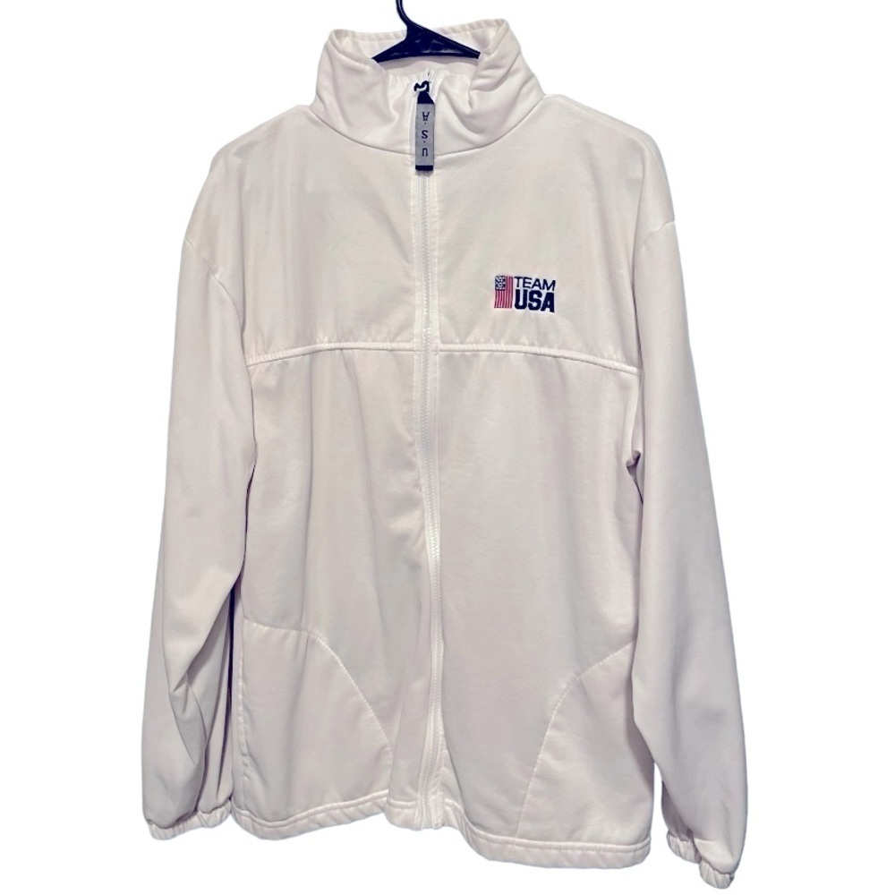 United State Olympic Committee Team USA Zip Up Jacket White Medium Made in USA